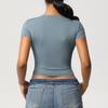 Cross-border dupla face nylon casual apertado secagem rápida pilates top yoga roupas manga curta corrida fitness esportes camiseta