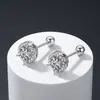 Aretes pequeños de zirconia tipo terrón de azúcar con cierre de rosca, ultrabrillantes, lujo ligero, sensación de alta gama, ear cuffs redondos de diamantes completos, accesorios para orejas al por mayor