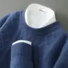 Nuevo Suéter de Lana de Negocios para Hombre Otoño e Invierno, Jersey de Cuello Redondo, Corte Holgado, Talla Grande, Suéter Grueso de Punto Cachemir