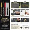 Set de Plumas de Pintura para Reparación de Lápidas, Pluma de Restauración para Grabado en Piedra Impermeable y Resistente a la Intemperie, Restauración de Trazado Dorado para Monumentos de Cementerio