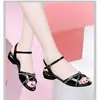 Sandalias Sw de Tira Plana para Mujer con Tacón Grueso, Versátil Color Negro, Primavera/Verano 2026, Cómodas, Elegantes, Estilo Socialité, Talla 41