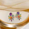 Colección de Flores 2026 Pendientes de Zirconia Dulce Chapados en Oro Real Accesorios de Pendientes de Estilo Lujoso Ligero de Alta Gama para Mujer