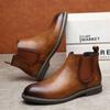 Botas Chelsea Masculinas Tamanho Plus Size Transfronteiriças Outono e Inverno Cor Polida Moda Vintage Botas de Algodão Botas Martin Britânicas Forradas com Lã Botins