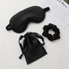 Máscara de ojos de tela imitación seda, bolsa de tela, anillo para el pelo, conjunto de tres piezas para viaje, portátil, máscara de ojos para dormir, anillo para el pelo de intestino grueso popular en internet