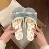 Hermosas Sandalias de Encaje con Lazo Estilo Francés para Mujer, Nuevo Modelo Verano 2026, Adecuadas para Usar con Faldas, Sandalias Slip-On de Suela Gruesa