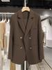 Blazer de Mujer de Moda 2026 Nuevo Estilo Coreano Primavera y Otoño Elegante Chaqueta de Traje Negra para el Trabajo con Hebilla Metálica