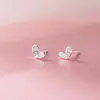 Pendientes de Corazón Asimétrico con Diamante Estilo Ins Exquisitos y Sencillos Diseño de Nicho Plata de Ley S925 Nalan M07462