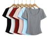 RY2533-25 Nova Primavera American Spice Girls Pure Desire Sexy Coração Neck Slim-fit Manga Curta Base Camisa T-shirt