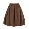 Falda midi de línea A en forma de tulipán color marrón para mujer, principios de otoño 2026, de cintura alta, estiliza la figura, cintura elástica, versátil para ir al trabajo