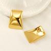 Pendientes Cuadrados de Acero Inoxidable Versátiles Simples Chapados en Oro de 18 Quilates Transfronterizos Clavos para Oreja de Acero de Titanio Lujo de Nicho