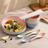 Tazón para Fideos Instantáneos de Paja de Trigo, Juego de Platos y Tazones Resistente a Roturas, Tazón de Sopa de Plástico Transfronterizo, Vajilla de Platos y Tazas de Alto Valor, Platos de Cena al por Mayor