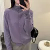 Cárdigan Suéter de Cuello Medio para Mujer 2025 Otoño e Invierno Nuevo Estilo Ropa de Punto Chaqueta Top Moda Manga Larga Hueco Camisa Base