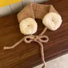 Orejeras de Peluche de Terciopelo de Cordero con Bloques de Color Estilo Coreano para Mujer en Invierno, Calientes y a Prueba de Frío Protección para los Oídos para Ciclismo, Bolsas para los Oídos con Cordones, Orejeras de Moda
