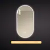 Espejo de baño inteligente ovalado para pared salón de belleza con luz pantalla táctil LED inducción antivaho espejo de tocador HD