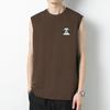 Playera sin mangas de algodón puro para hombre, chaleco de verano holgado para fitness, estampado de oso, deportivo, baloncesto, cintura, valla, sudadera