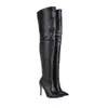 Tallas 34-43 Botas de Cuero para Mujer Otoño e Invierno, Punta Fina, Charol, Tacón Ultra Alto, Talla Grande, Ligeras, Cremallera, Versátiles, Tacón de Aguja, Botas Hasta la Rodilla