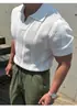Camiseta de punto blanca de manga corta, transpirable, con cuello, hueca, estilo Harajuku japonés de moda, sin marca, versátil y elegante