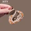 Pinza para el Cabello con Pedrería Color Champagne de Nuevo Estilo Coreano y Japonés para Mujer, Elegante Pinza Fijadora de Cola de Caballo Alta, Accesorio para el Cabello Pinza para Recogido Parcial