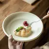 Estilo Nórdico Cerámica Tazón Grande Color Sólido Crema Tazón para Verduras Tazón Salah Alto Color Redondo Hogar Diario Tazón para Postre