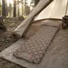 Colchón de Aire Inflable para Exteriores Portátil Esterilla para Dormir de Camping Bomba de Pie Almohada Integrada Patrón de Diamante Plegable Esterilla para Dormir de Nailon