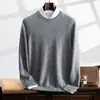 Suéter de cachemira de montaña, otoño e invierno 2024, nuevo jersey de base plana para hombre, suéter informal de negocios de mediana edad, color sólido, cálido.