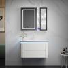 Blanco Crema Arco de Viento Pintura al Horno Combinación de Gabinete de Baño Lavabo Cerámico Cajón Doble Gabinete Espejo Inteligente Meijia Baño 9000