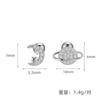 Pendientes de plata de ley S925 con forma de planeta y luna, con circonita asimétrica, pequeños y exquisitos pendientes para mujer con forma de hueso de la oreja