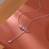 Colar com Pingente de Flor de Tulipa Doce Borla Gota de Água Elegante Estiloso Prata S925 Corrente Clavicular Corrente de Pescoço Ins