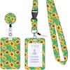Cordón de poliéster estampado de girasol Parche epoxi ABS Hebilla de fácil extracción Hebilla para tarjeta de identificación/certificado de girasol de fácil extracción