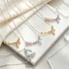 Base para collar de perlas DIY, collar de múltiples cuentas con lazo juvenil, accesorios de cadena para la clavícula, joyería al por mayor estilo coreano