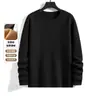 Roupa Térmica Masculina de Gola Redonda, Dupla Face, para Outono e Inverno, Tecido Grosso com Forro de Lã, Camada de Base Versátil de Manga Longa, Cor Sólida