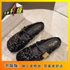 Zapatos Mary Jane planos de moda 2025 Primavera/Verano Nuevos Plateados de Punta Cerrada con Lentejuelas Zapatos Individuales de Punta Cuadrada Pantuflas para Exterior