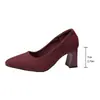 Sapatos de Trabalho de Salto Alto Bico Fino Boca Rasa Transfronteiriços 2026 Outono Novo Estilo Salto Bloco Tamanho Grande Comércio Exterior Sapatos Profissionais Femininos Atacado