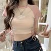 Verano nueva camiseta de baile estilo hip hop chica hot cordón corto ajustado top jazz ropa de baile jazz para mujer