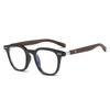 Nuevas gafas TR90 m con montura redonda y diseño de uñas, estilo retro, con patas de madera y antiluz azul, a juego para hombres y mujeres.