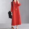 Vestido de lino y algodón de talla grande para mujer, otoño e invierno, nuevo, holgado, bordado, estilo Mori, retro, estilo étnico, manga larga, midi de lino