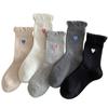 Nuevos Calcetines Holgados de Encaje para Otoño e Invierno con Bordado de Corazón, Calcetines de Media Pantorrilla al por Mayor, Calcetines Sueltos para Maternidad, Calcetines de Algodón Sin Costuras al por Mayor