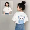 Camiseta de Manga Corta para Niña Algodón Puro Verano Nuevo Estilo Niños Bebé Media Manga Holgada Moda Estilo Verano Top de Media Manga Elegante