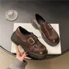 Zapatos de Cuero Pequeños de Suela Gruesa Estilo Retro Francés Mary Jane para Mujer Par con Falda de Punta Redonda 2026 Negros Nuevos Mocasines Otoño