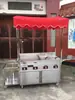Carro de Comida para Bocadillos Multifuncional Comercial Soporte para Jianbing Guozi Olla para Freír Malatang Kanto-ni con Estufa de Gas
