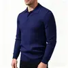 Chegada Nova 2026 Suéter Casual de Tricô com Gola Lapela Masculino Marca da Moda Tendência Suéter Pulôver Canelado Masculino