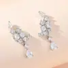 Pendientes de gota de agua con forma de ala de estilo francés de venta caliente transfronterizos para mujer, estilo minimalista, full diamond lujoso, pendientes brillantes y versátiles