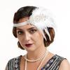 Diadema de plumas de los años 20, banda de cuero para el cabello, tocado retro europeo y americano, diadema para fiesta de baile