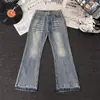 2026 Primavera y Otoño Nuevos Jeans Lavados Estilo Retro Americano Pierna Recta Versátiles para Viaje Casual Artístico Frescos Pantalones Largos de Moda