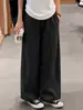Pantalones cargo negros de dobladillo curvo para mujer, estilo fino de verano, petite, casual, holgados, cropped, de pierna ancha