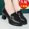 Mocasines Franceses de Boca Profunda Zapatos Individuales para Mujer 2026 Otoño Nuevo Estilo Hebilla Única Suela Gruesa Tacones Altos Modelo Pasarela Zapatos de Cuero