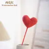 Rama de flor individual con forma de corazón tridimensional tejida a mano, arreglo de flores de escritorio tejido con hilo, decoración de regalo para el Día de San Valentín