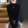 Nuevo Suéter de Punto para Mujer 2024 Color Sólido Otoño/Invierno Cuello Alto Medio Manga Larga Estilo Coreano Suéter de Punto Pullover para Mujer