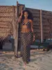 2026 Superventas Transfronterizo Clásico Negro y Blanco Lunares Malla Falda Larga Cubre-traje de Baño Sexy de Tres Piezas Europeo y Americano para Mujer