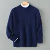 Suéter Baicai Rong Outono/Inverno Novo 100% Lã Pura Masculino Gola Alta Meia Trançado Tricô Espesso Camada Base Suéter